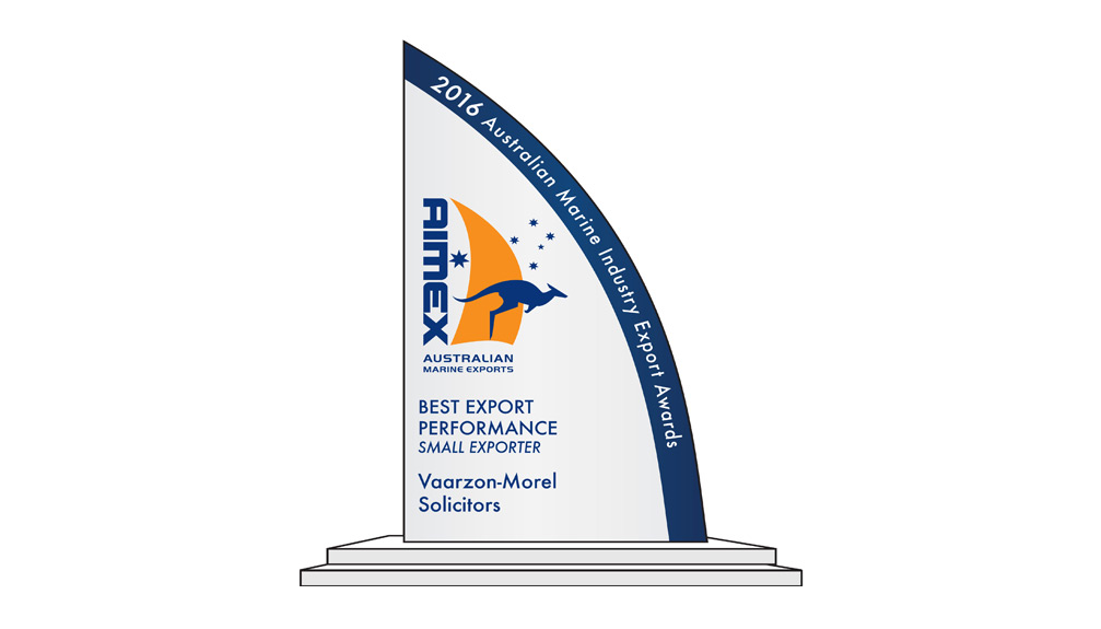 Vaarzon-Morel Lawyers Takes ‘Best Export Performance’ Award – 2016 Australian Marine Industry Export Awards